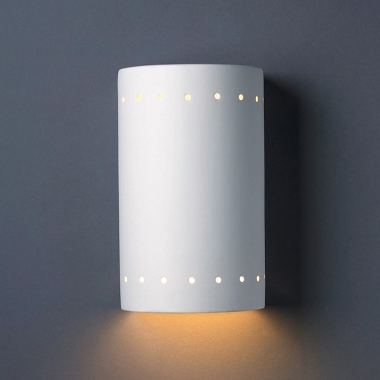 White Ceramic Cylinder Dimmable Wall Sconce