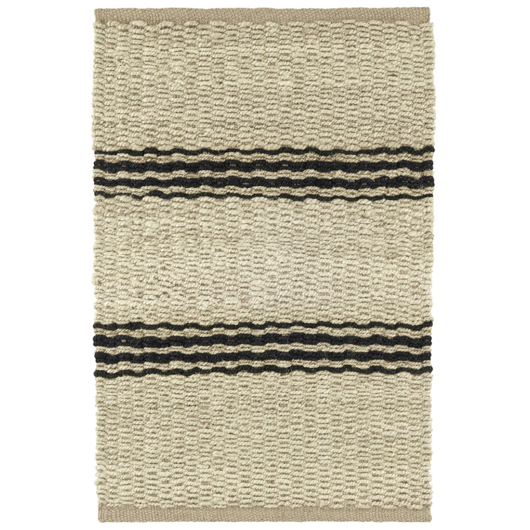 Hand-Loomed Black and Beige Stripe Jute Runner Rug 2'6” x 8'