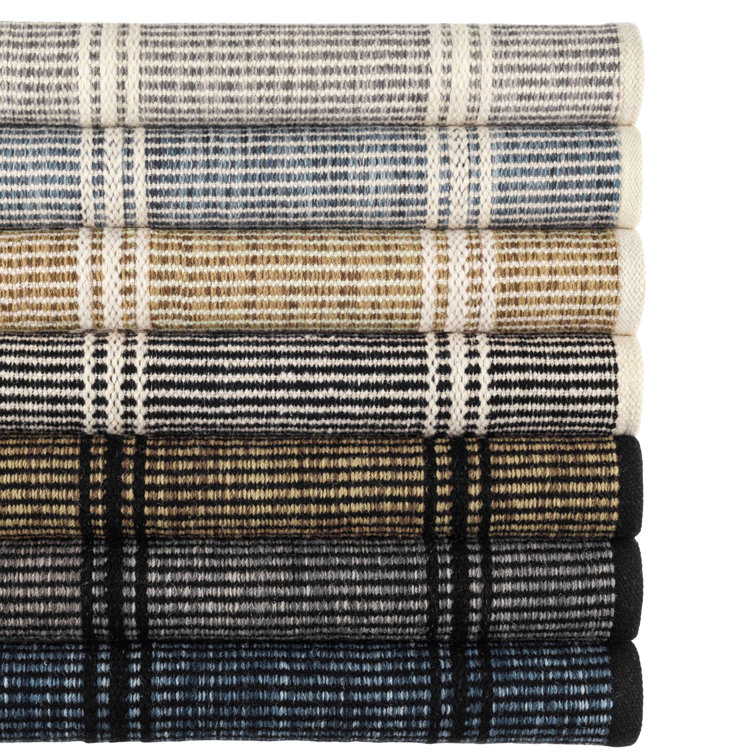 Malta Reversible Black and Ivory Stripe Wool 8' x 10' Area Rug