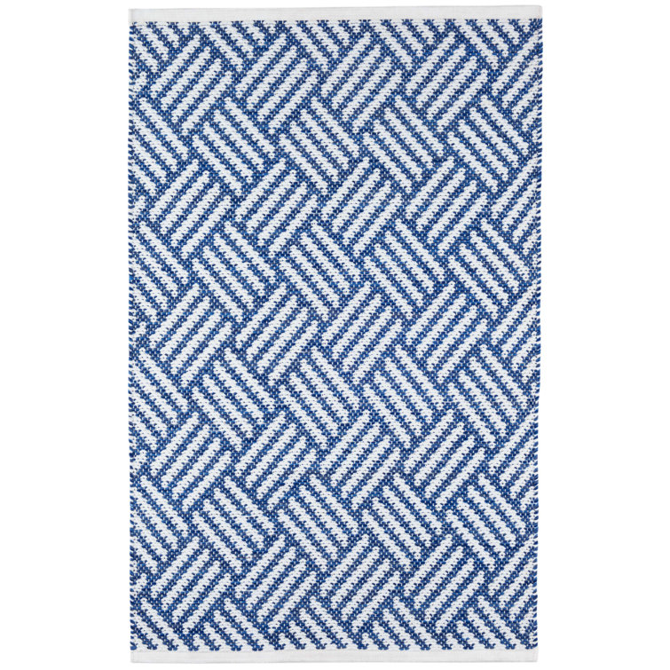 Coastal Breeze Blue Stripe Handwoven 8'x10' Outdoor Rug