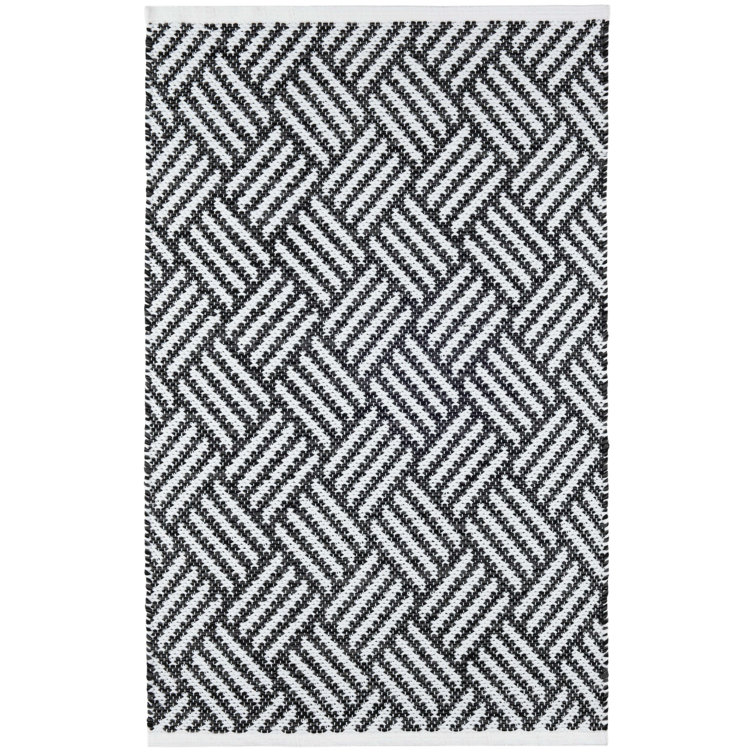 Dash & Albert Crisscross Black Stripe Handwoven Synthetic Area Rug 10'x14'