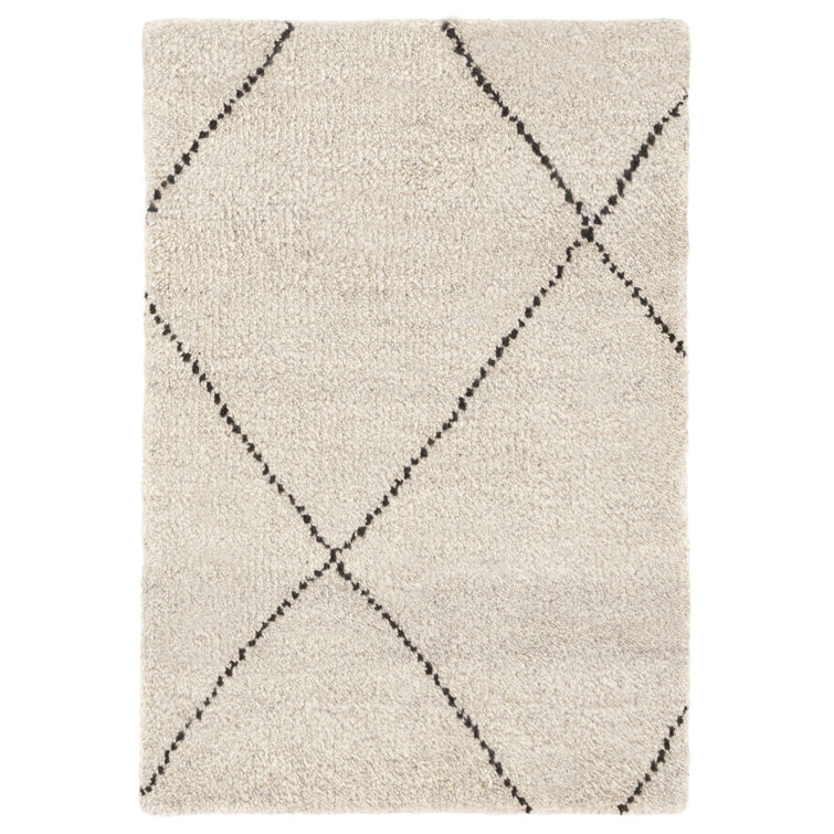 Numa Black Hand-Knotted Wool Diamond Rug 24'' x 36''