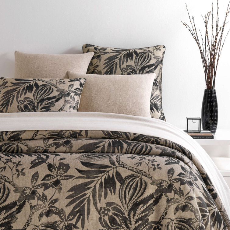 Antigua Full/Queen Linen Duvet Cover in Black and Beige