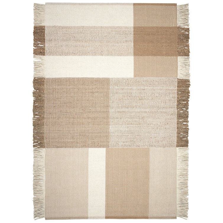 Handmade Natural Stripe Wool-Cotton Blend Area Rug 8' x 10'