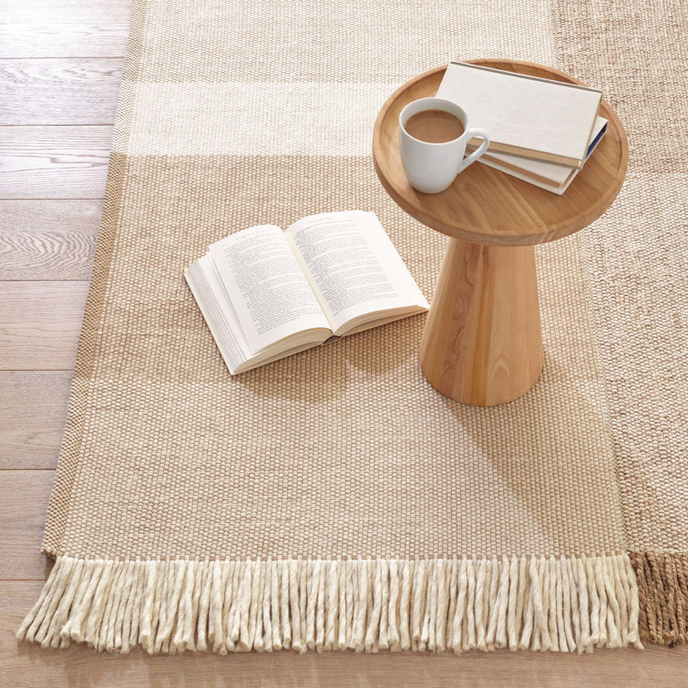 Handmade Natural Stripe Wool-Cotton Blend Area Rug 8' x 10'