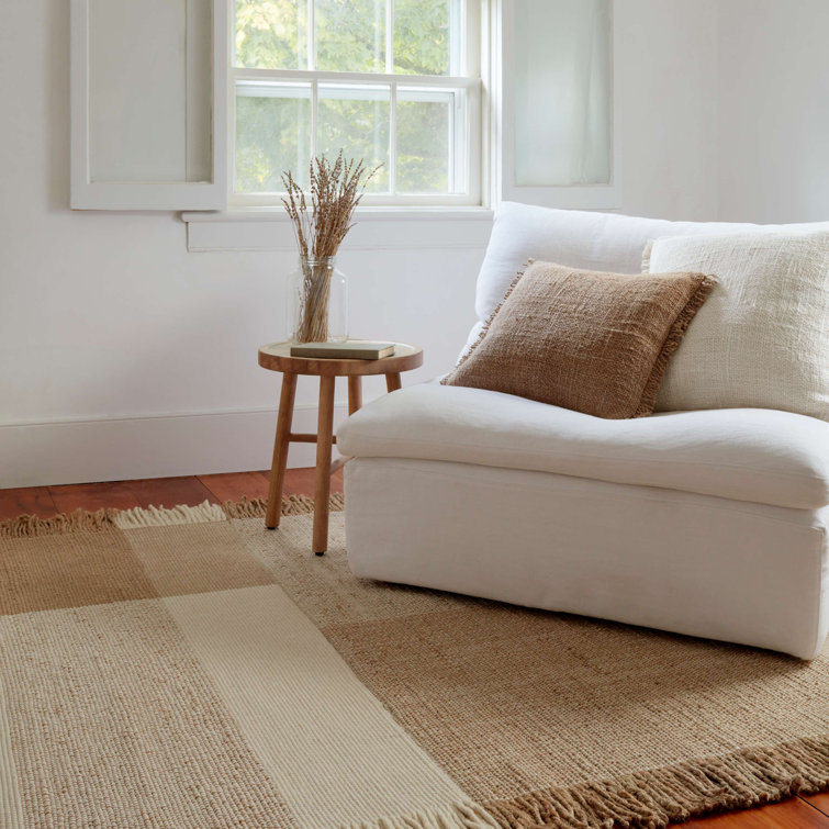Handmade Natural Stripe Wool-Cotton Blend Area Rug 8' x 10'