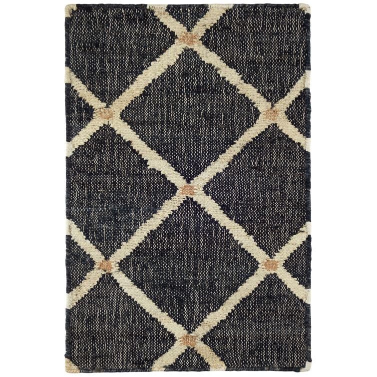 Kali Handwoven Black Diamond Cotton-Jute Blend Rug, 3'x5'