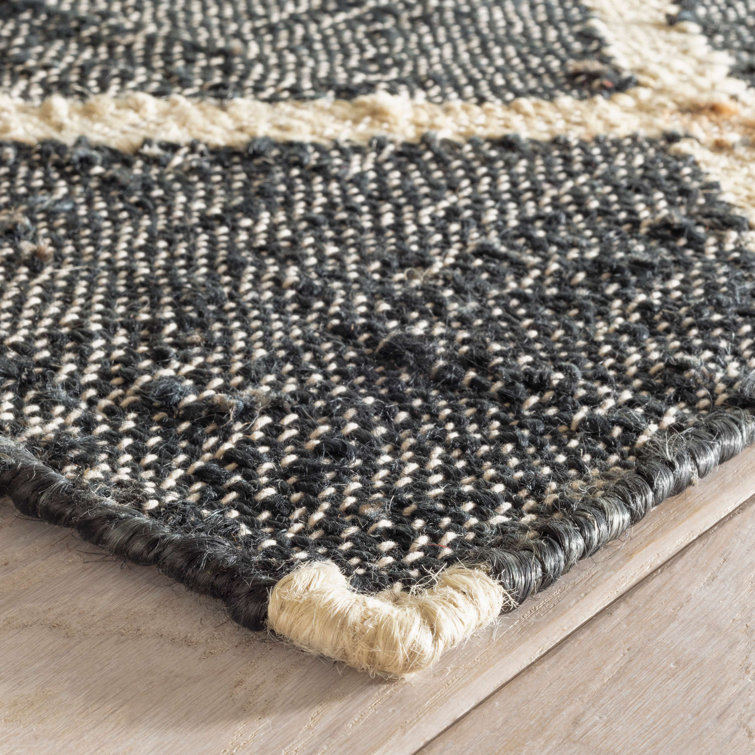 Kali Black Diamond Handwoven 8' x 10' Jute & Cotton Rug