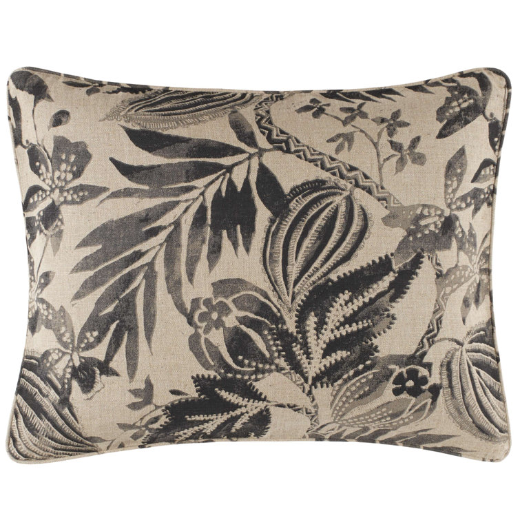 Antigua Linen Standard/Queen Black & Ivory Botanical Pillow Sham