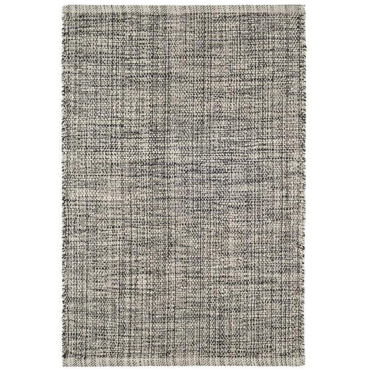 Handwoven Black/Beige Cotton Flat Woven 8' x 10' Rug
