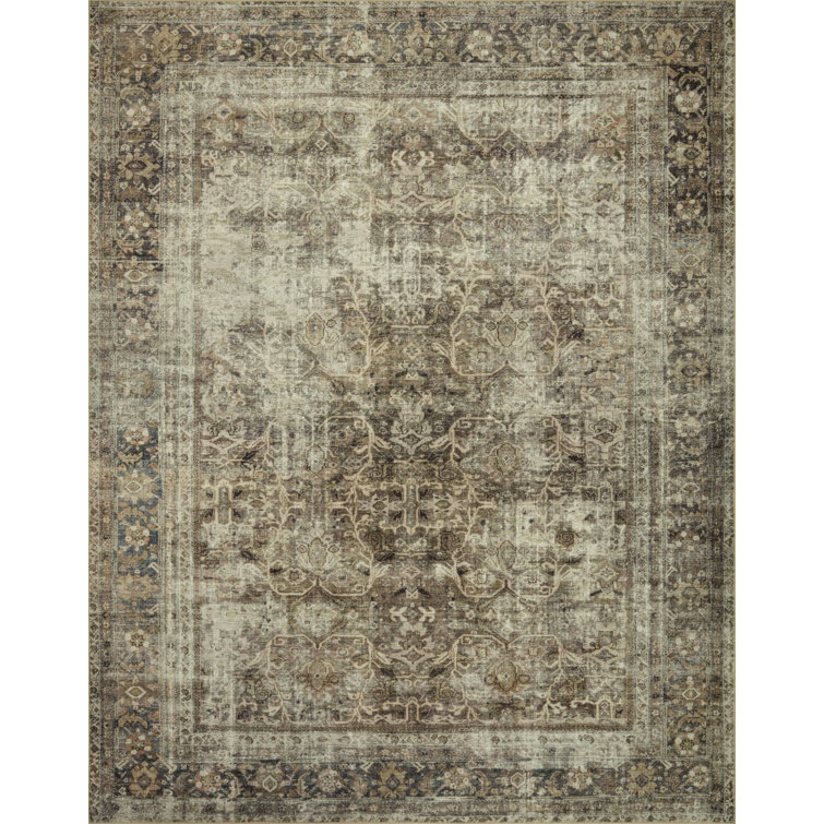 Pebble Taupe Rectangular Synthetic Washable Area Rug 3'6" x 5'6"