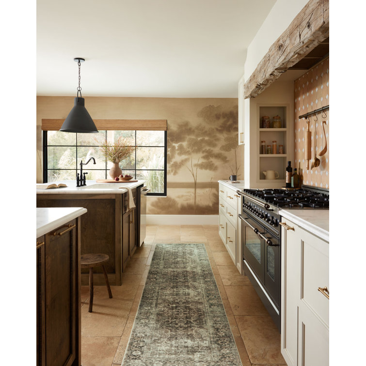 Sinclair Pebble and Taupe Synthetic Washable Runner Rug 2' x 5'