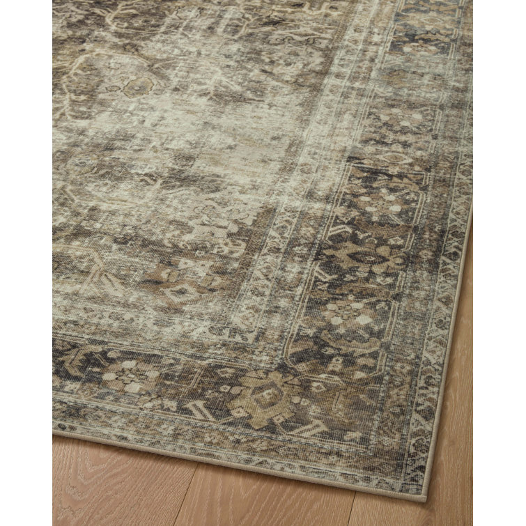 Sinclair Pebble and Taupe Synthetic Washable Runner Rug 2' x 5'