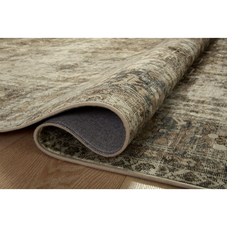 Sinclair Pebble and Taupe Synthetic Washable Runner Rug 2' x 5'