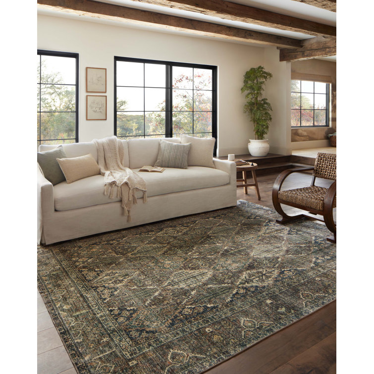 Vintage Spice & Blue Washable Accent Rug - 2'3" x 3'9"