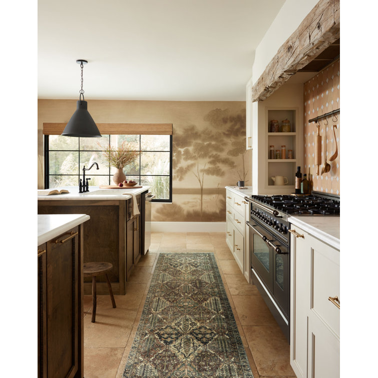 Vintage Spice & Blue Washable Accent Rug - 2'3" x 3'9"