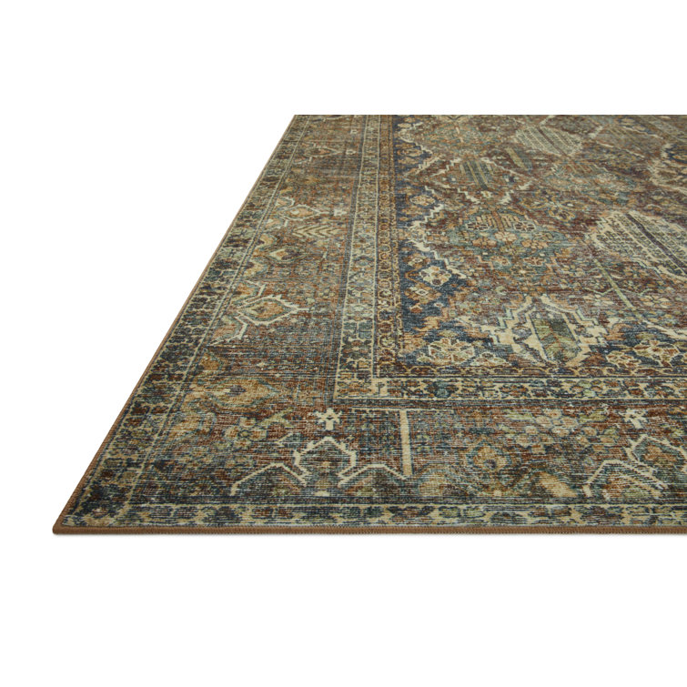 Vintage Spice & Blue Washable Accent Rug - 2'3" x 3'9"