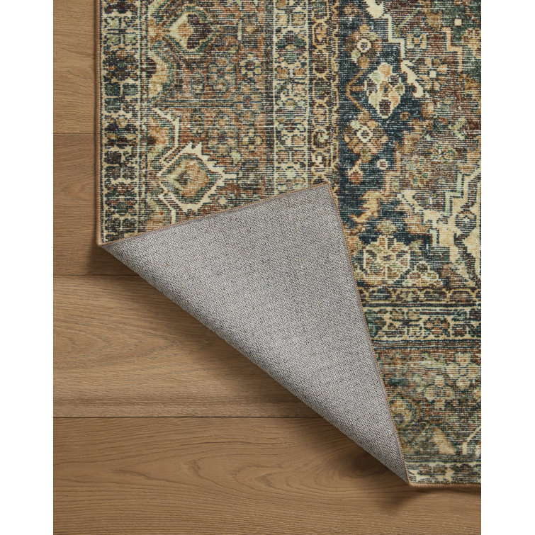 Vintage Spice & Blue Washable Accent Rug - 2'3" x 3'9"