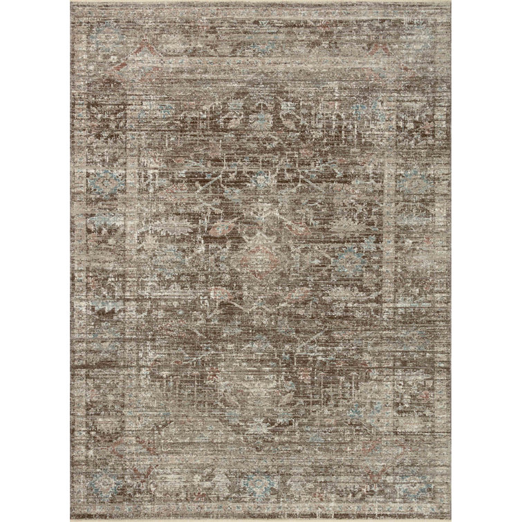 Millie Charcoal and Dove Floral Synthetic Runner Rug