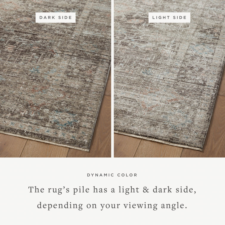 Millie Charcoal and Dove Floral Synthetic Runner Rug