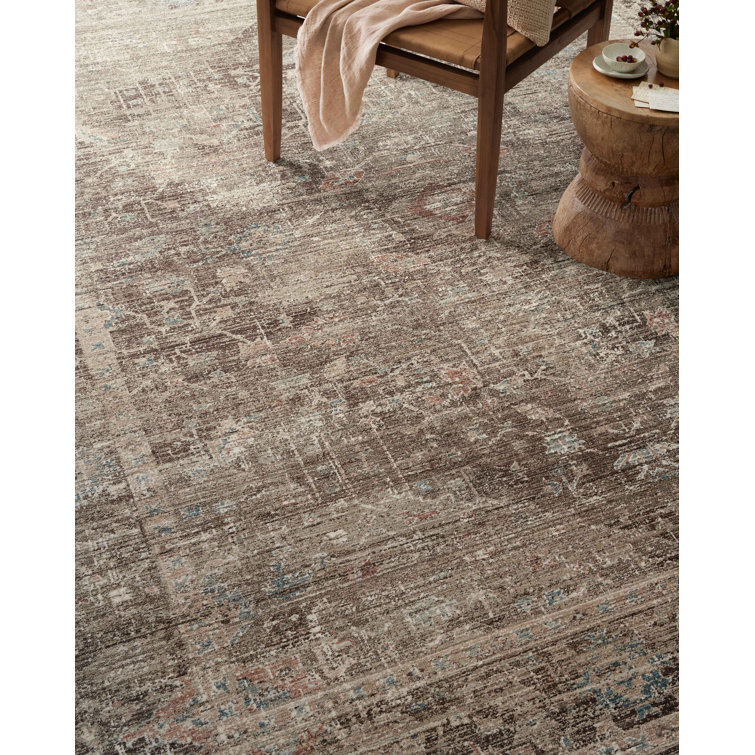 Millie Charcoal and Dove Floral Synthetic Runner Rug