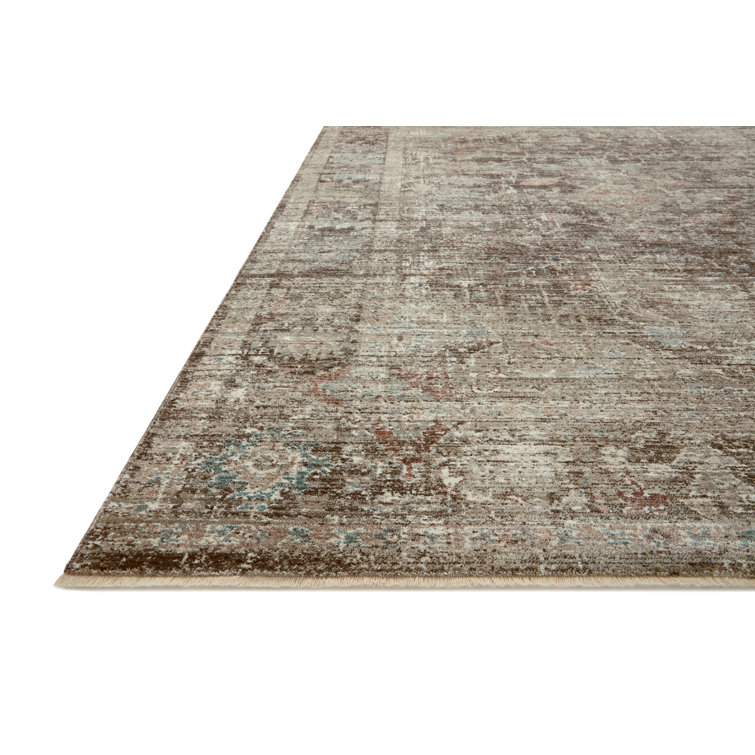 Millie Charcoal and Dove Floral Synthetic Runner Rug