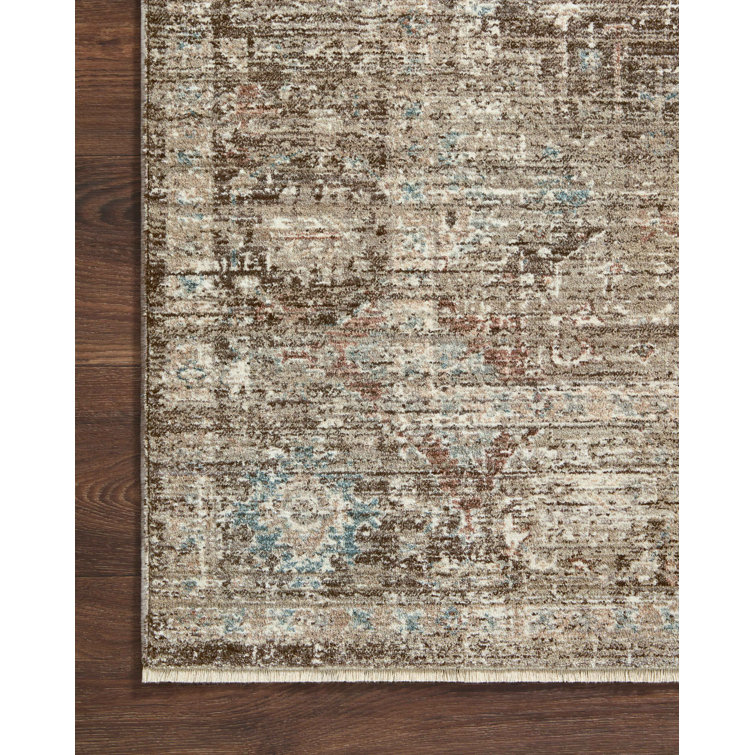 Millie Charcoal and Dove Floral Synthetic Runner Rug