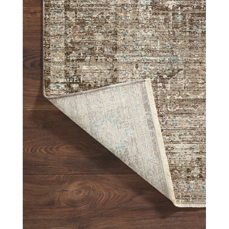 Millie Charcoal and Dove Floral Synthetic Runner Rug