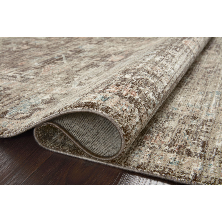 Millie Charcoal and Dove Floral Synthetic Runner Rug