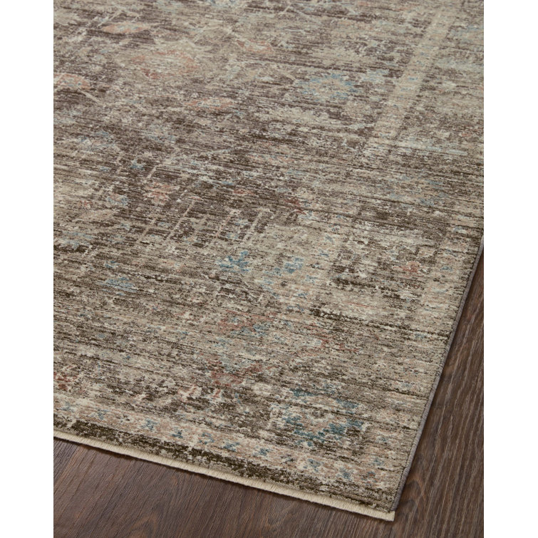 Millie Charcoal and Dove Floral Synthetic Runner Rug