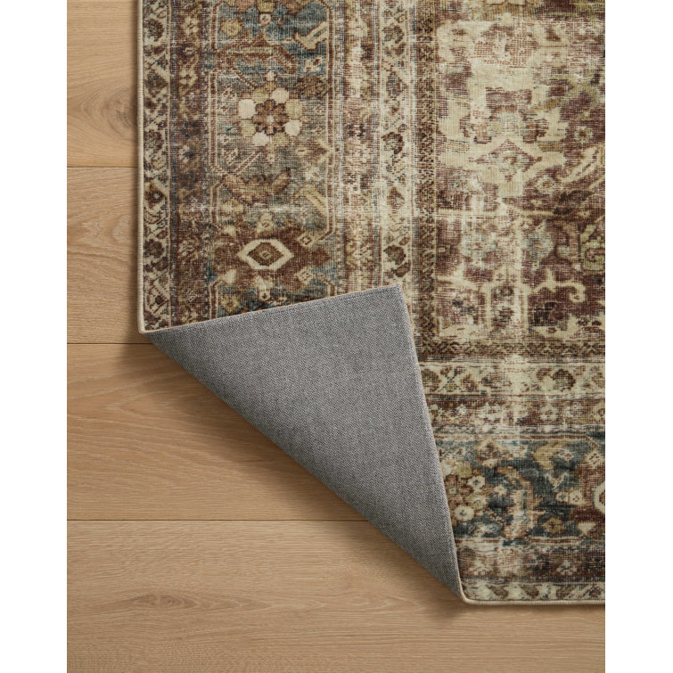 Sinclair Rust and Lagoon Washable Synthetic Area Rug 2'3" x 3'9"