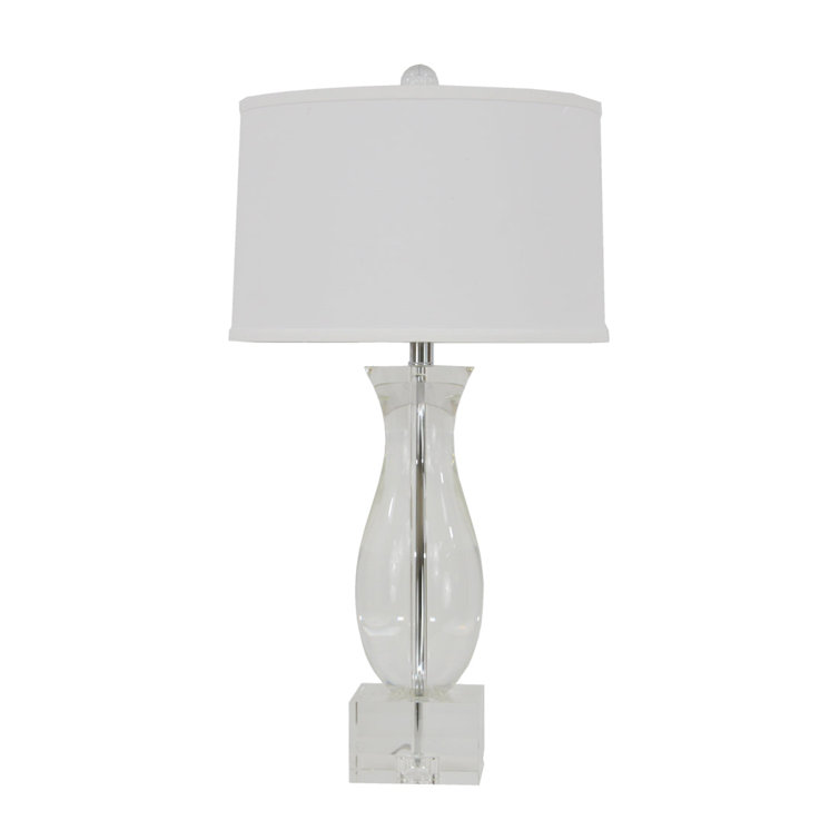 White Silk Shade Crystal Table Lamp