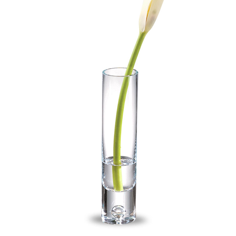 Elegant Clear Crystal Glass Bud Vase, 8.75" Tall