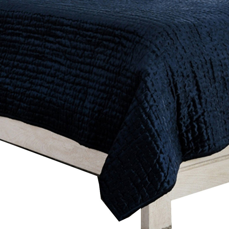 Ocean Blue Velvet King Quilt with Cotton Sateen Back