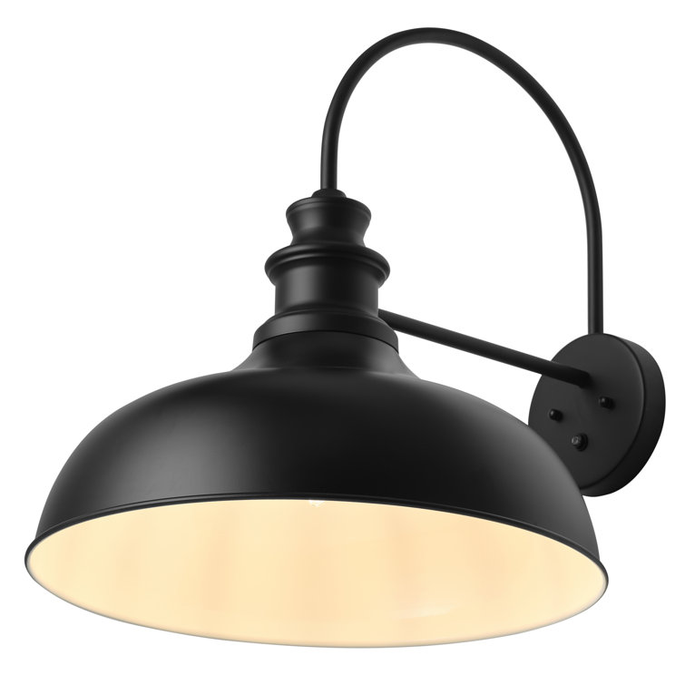 Black Industrial Dimmable Outdoor Wall Light with Dusk-to-Dawn Sensor