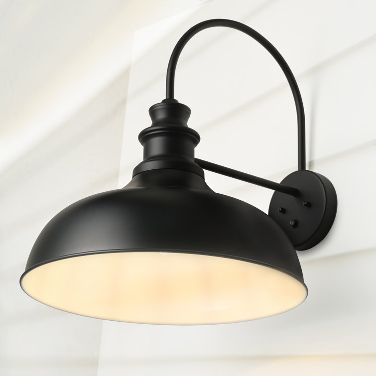 Black Industrial Dimmable Outdoor Wall Light with Dusk-to-Dawn Sensor