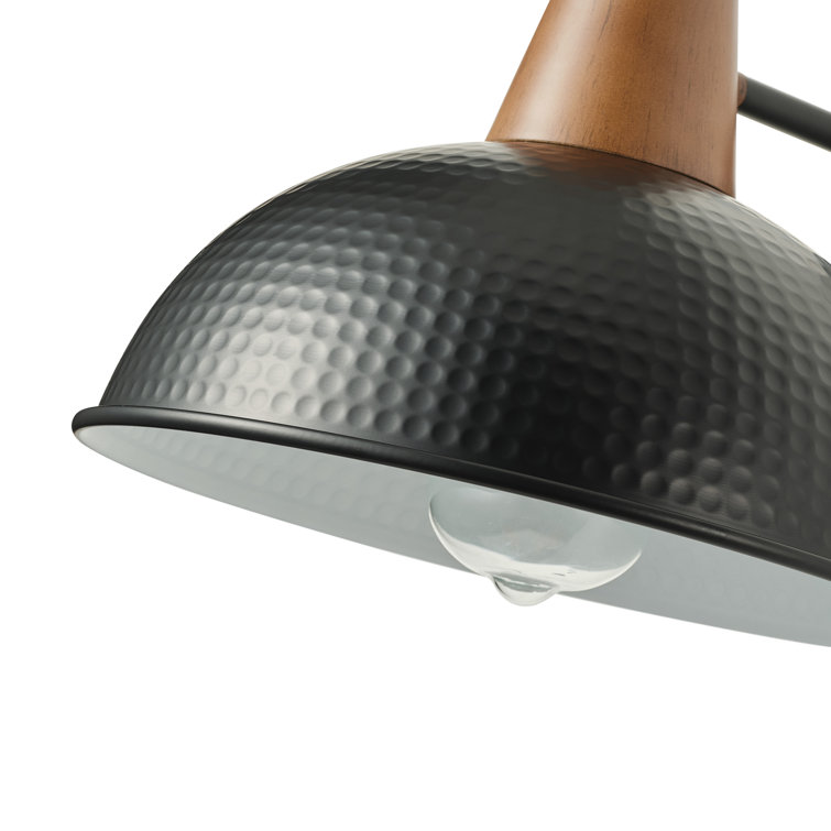 Black Iron Gooseneck Barn Wall Sconce with Wood Accent