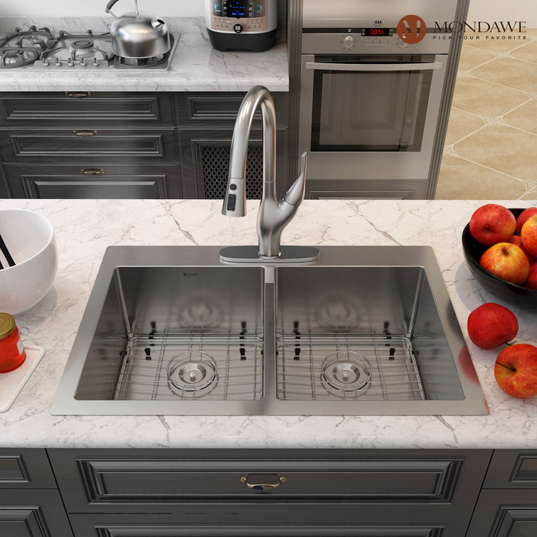 33'' Stainless Steel Double Bowl Drop-In Kitchen Sink