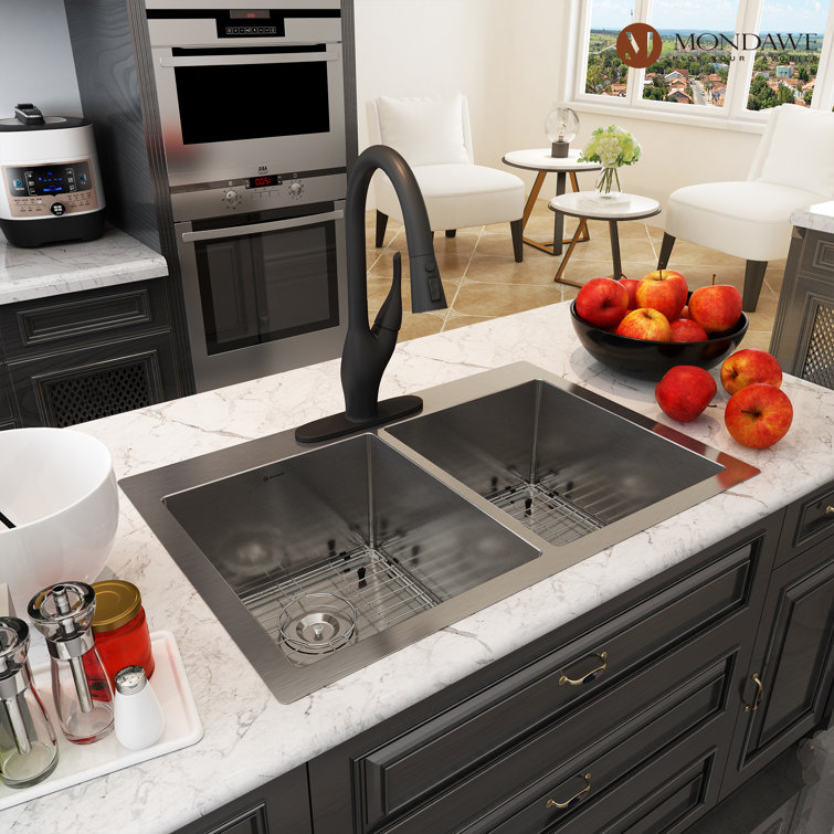 33'' Stainless Steel Double Bowl Drop-In Kitchen Sink