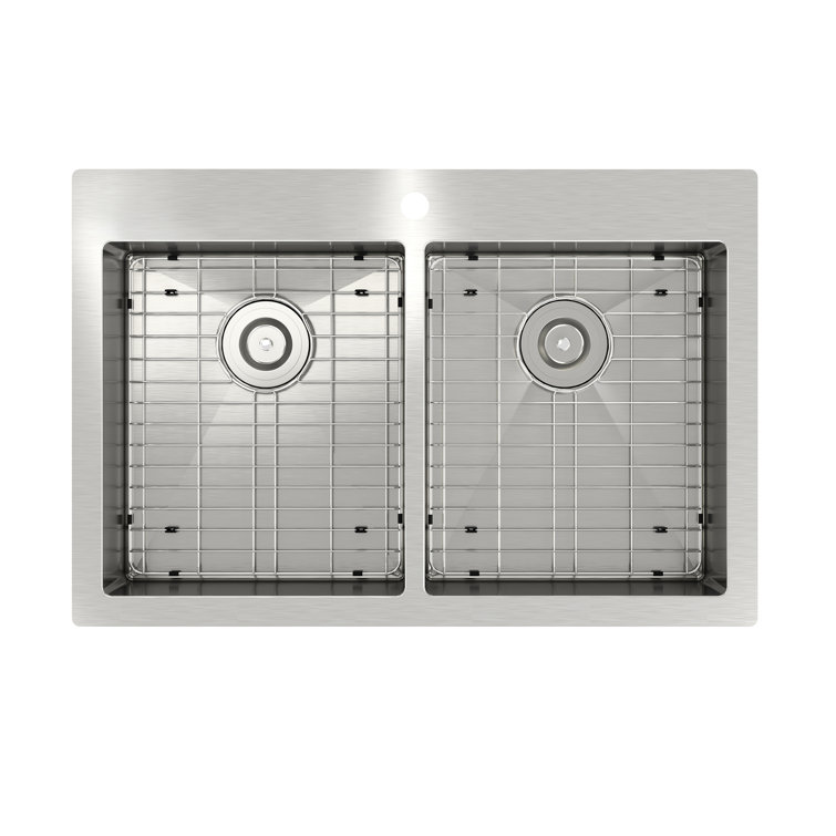 33'' Stainless Steel Double Bowl Drop-In Kitchen Sink