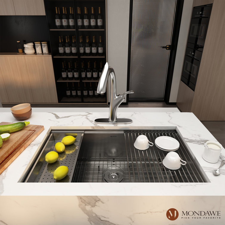 32" Brushed Stainless Steel Single Bowl Undermount Kitchen Sink