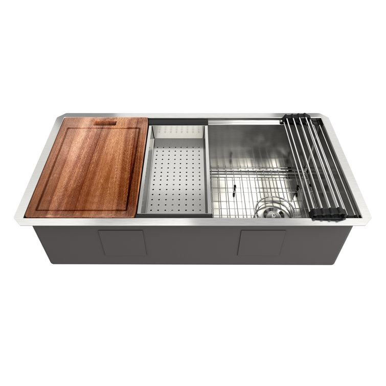 36'' Stainless Steel Single Bowl Undermount Kitchen Sink with Accessories
