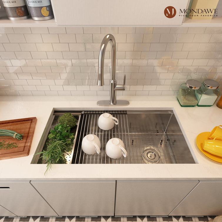 36'' Stainless Steel Single Bowl Undermount Kitchen Sink with Accessories