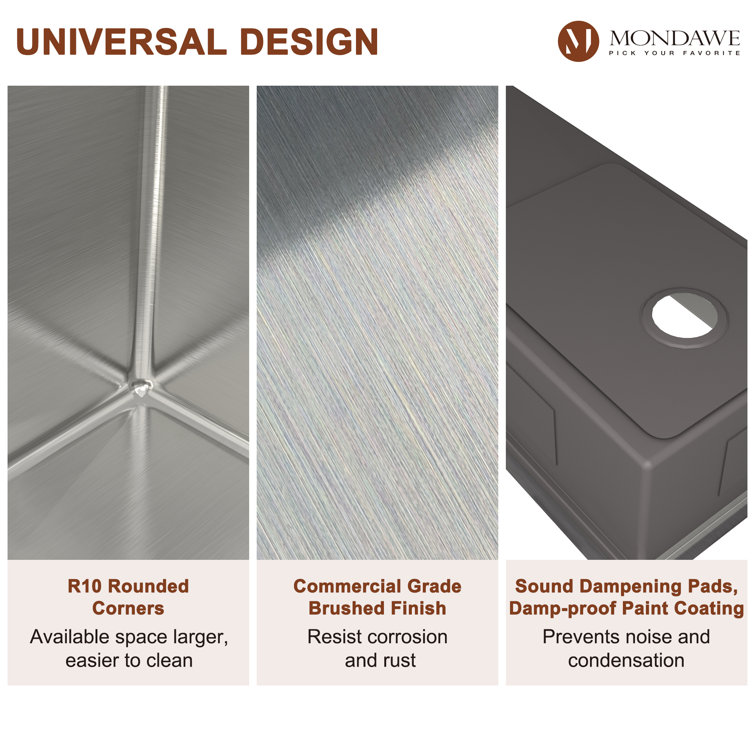 36'' Stainless Steel Single Bowl Undermount Kitchen Sink with Accessories