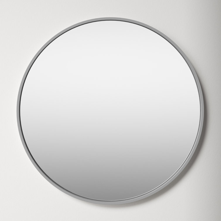 Silver Round Metal Frame Wall Mirror 32"