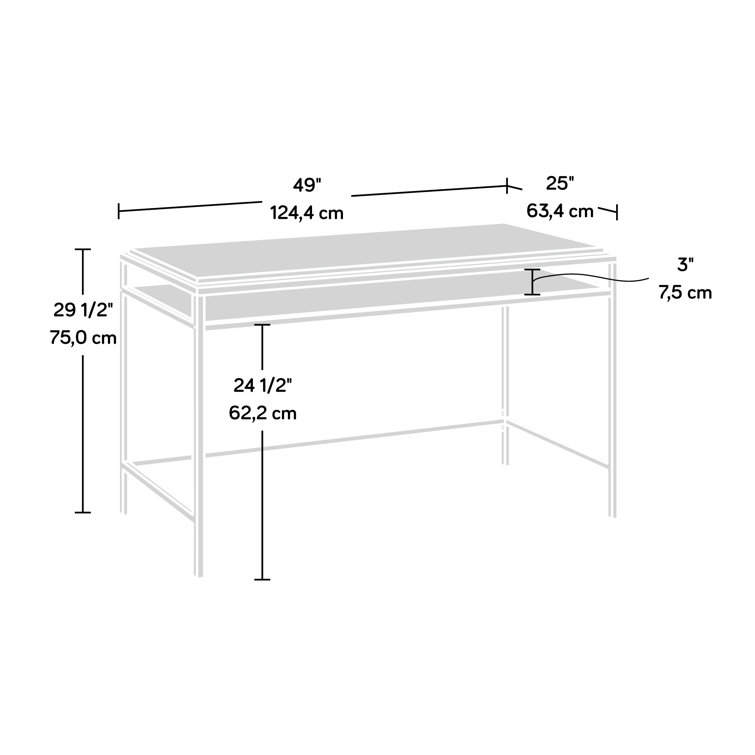 Kiln Acacia and White Metal Writing Desk with Shelf