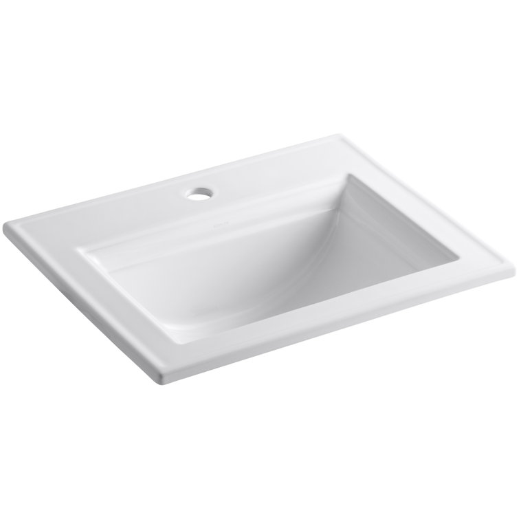 Elegant White Ceramic Rectangular Drop-In Bathroom Sink