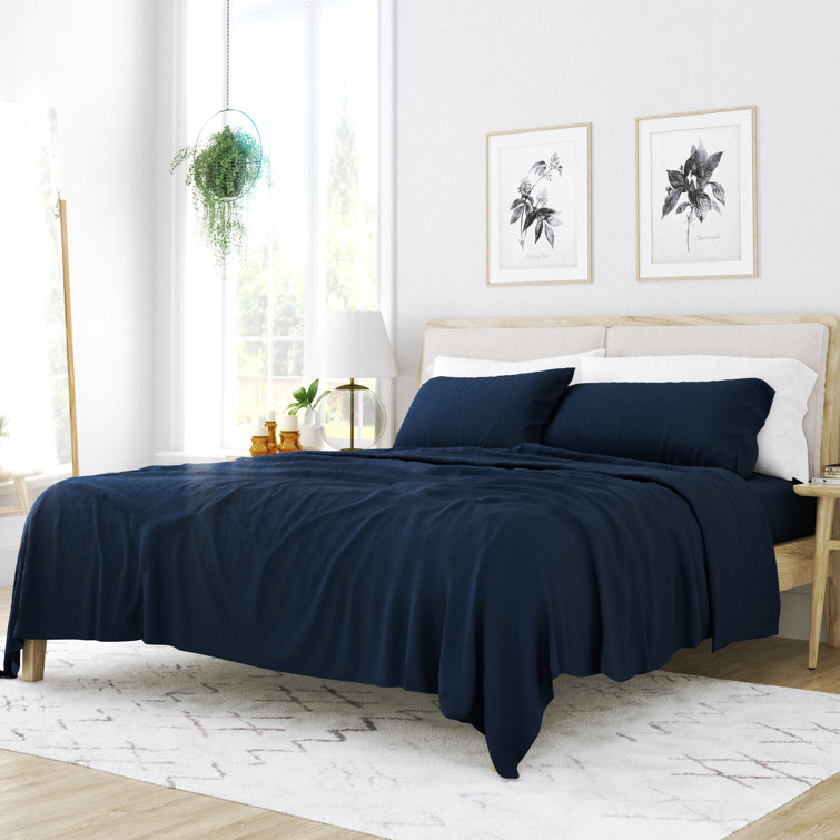 Navy Twin XL Deep Pocket Microfiber Sheet Set