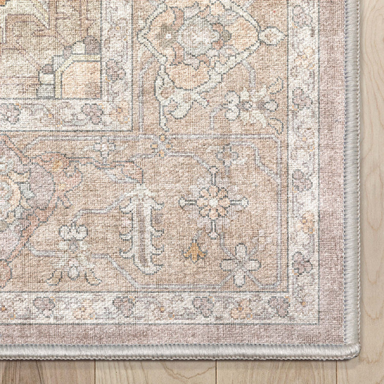 Beige Persian-Inspired Chenille 7'7" x 9'10" Area Rug
