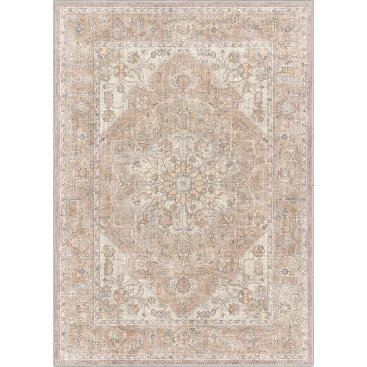 Beige 5'3" x 7'3" Vintage Persian Chenille Area Rug